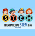 stem education logo banner with kids cartoon vector image