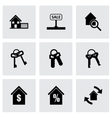 black real estate icons set vector image