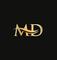 gold md letter logo design vector image