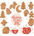 holiday collection gingerbread christmas cookies vector image
