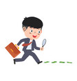 business man looking for money with magnifying vector image