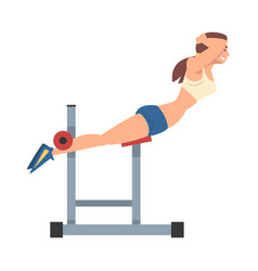 Woman training on abdominal crunch bench Vector Image