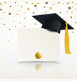 graduate cap and diploma of graduation vector image vector image