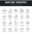 set line icons maritime transport vector image
