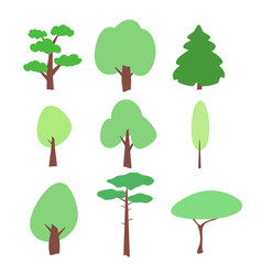 flat tree icons set on a white vector image