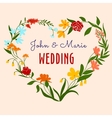 wedding invitation with heart floral frame vector image vector image