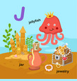 isolated alphabet letter j-jarjellyfishjewelry vector image vector image