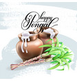 happy pongal greeting card design to south indian vector image