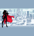 superheroine standing tall winter silhouette vector image vector image