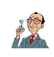 businessman drinks from a glass cake celebration vector image