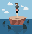 helpless business woman on a small island which vector image vector image