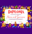 kids diploma fast food cartoon wizard and mages vector image vector image
