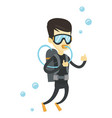 Woman diving with scuba and showing ok sign Vector Image