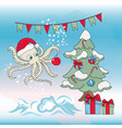 octopus christmas tree new year color vector image