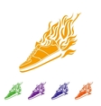 with silhouette of running shoe icon background vector image