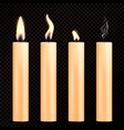 burning candles realistic set vector image vector image