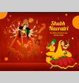 maa durga and couple dancing with dandiya vector image