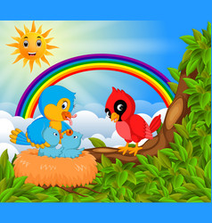 Nature rainbow view with the cloud board blank Vector Image