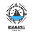 marine symbol sailboat in sea and gulls isolated vector image vector image