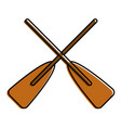 two wooden crossed boat oars sport vector image