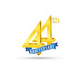 44th golden anniversary logo with blue ribbon vector image