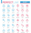 baby care toys kid feeding color thin line web vector image