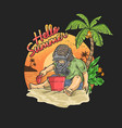 boy with a gas mask is on vacation on a tropic vector image