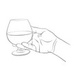 hand with cognac glass vector image