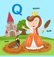isolated alphabet letter q-quailqueenquill vector image vector image