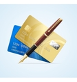 card and pen business concept vector image vector image