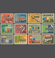 croquet sport club posters retro play ball stick vector image vector image