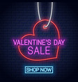 valentines day sale neon banner heart vector image vector image