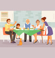 big family at dinner vector image