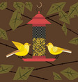 birds feeding poster vector image vector image