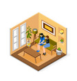 female friends colored isometric composition vector image vector image