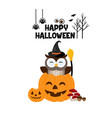 happy halloween cute owl in hat vector image vector image
