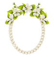 pearl oval like frame with cherry flowers isolated vector image vector image