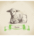 vintage easter background with lamb vector image
