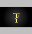 yellow gold alphabet letter t logo company icon vector image