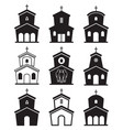 black and white icons of church buildings vector image vector image