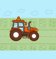 tractor works onthe farm cartoon flat style vector image vector image