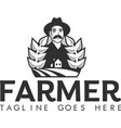 farmer stylized portrait organic products logo vector image