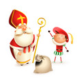 saint nicholas and helper zwarte piet with gifts vector image vector image