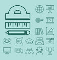 flat outline icons online education staff training vector image
