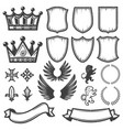 vintage monochrome heraldic elements collection vector image