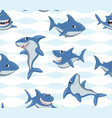 sharks seamless pattern vector image