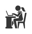 pictograph businesswoman working on computer vector image
