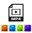 black mp4 file document icon download button vector image