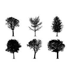 silhouette tree set vector image