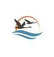 swans and waves icon vector image